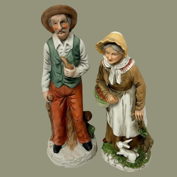 Lot Of 2 Vintage Homco Old Man & Woman 9” Hand Painted Porcelain Figurines - Picture 16 of 16
